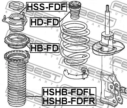 HB-FD FEBEST Подшипник качения, опора стойки амортизатора (фото 2)