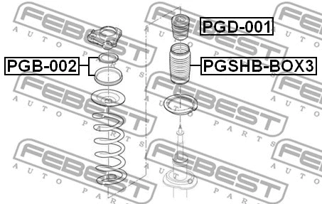 PGB-002 FEBEST Подшипник качения, опора стойки амортизатора (фото 2)