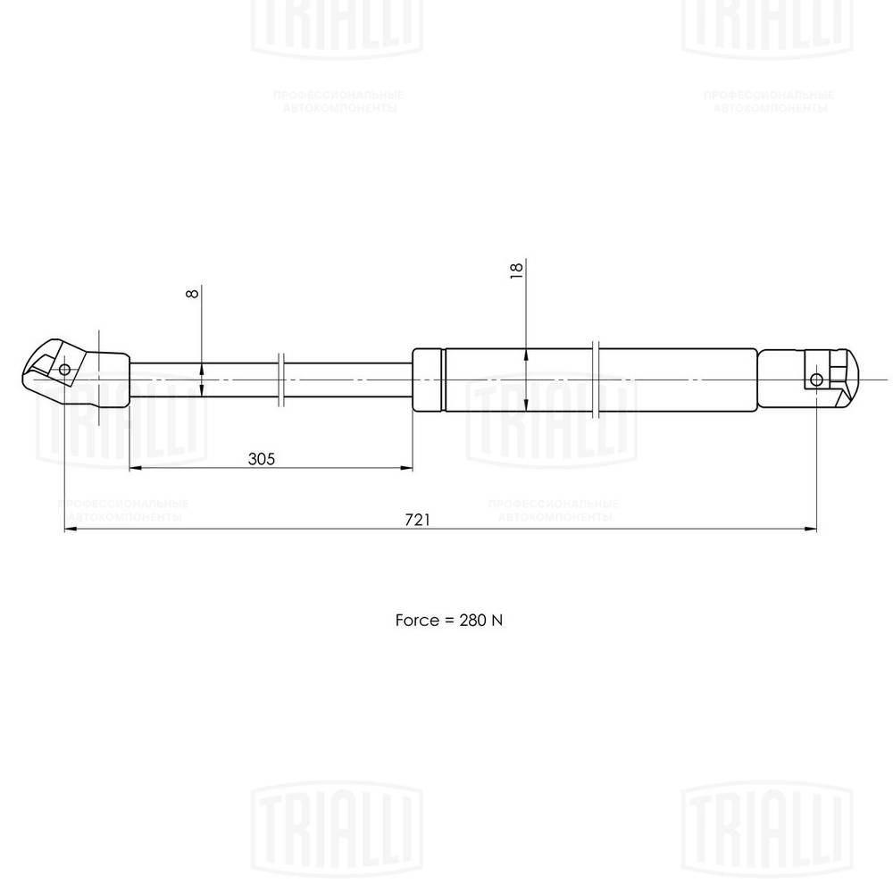 GS 1829 TRIALLI Газовая пружина, капот (фото 2)