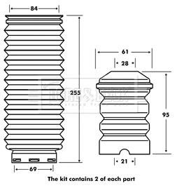 BPK7008 BORG & BECK Пылезащитный комплект, амортизатор (фото 1)