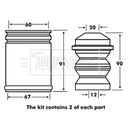 BPK7025 BORG & BECK Пылезащитный комплект, амортизатор (фото 1)