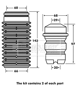 BPK7032 BORG & BECK Пылезащитный комплект, амортизатор (фото 1)