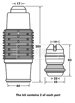 BPK7057 BORG & BECK Пылезащитный комплект, амортизатор (фото 1)