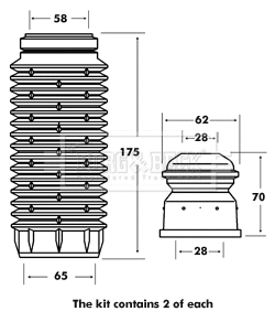 BPK7058 BORG & BECK Пылезащитный комплект, амортизатор (фото 1)