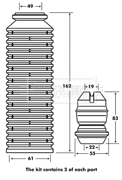 BPK7076 BORG & BECK Пылезащитный комплект, амортизатор (фото 1)