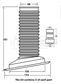 BPK7104 BORG & BECK Пылезащитный комплект, амортизатор (фото 1)