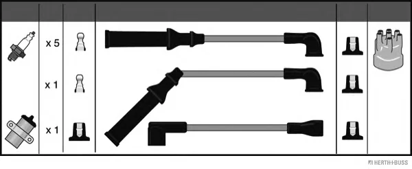 J5381035 HERTH+BUSS Высоковольтные провода (комплект проводов зажигания) (фото 2)