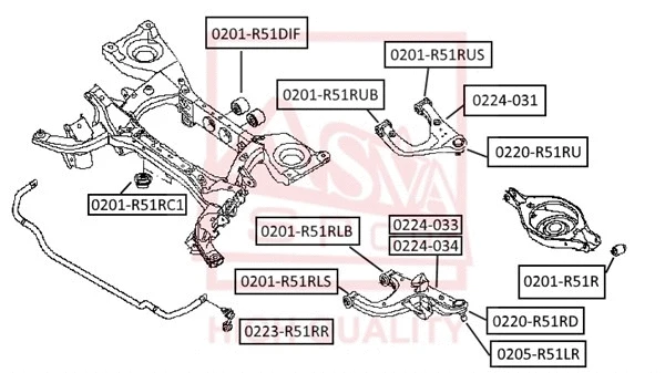 0201-R51R ASVA Подвеска, рычаг независимой подвески колеса (фото 1)