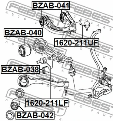 BZAB-041 FEBEST Подвеска, рычаг независимой подвески колеса (фото 2)