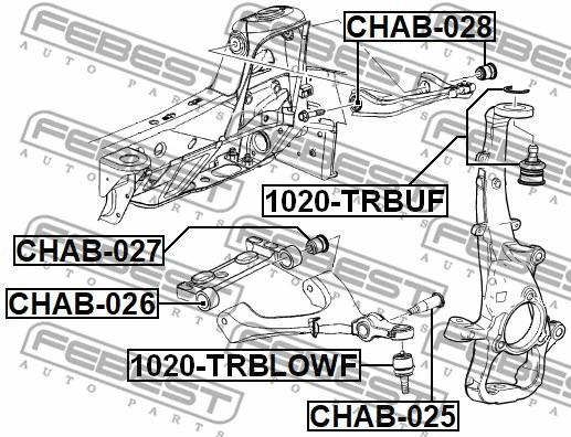 CHAB-028 FEBEST Подвеска, рычаг независимой подвески колеса (фото 2)
