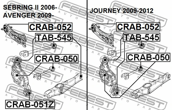 CRAB-050 FEBEST Подвеска, рычаг независимой подвески колеса (фото 2)