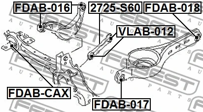 FDAB-016 FEBEST Подвеска, рычаг независимой подвески колеса (фото 2)
