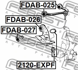 FDAB-025 FEBEST Подвеска, рычаг независимой подвески колеса (фото 2)