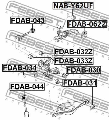 FDAB-034 FEBEST Подвеска, рычаг независимой подвески колеса (фото 2)