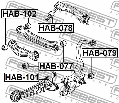 HAB-078 FEBEST Подвеска, рычаг независимой подвески колеса (фото 2)