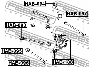 HAB-095 FEBEST Подвеска, рычаг независимой подвески колеса (фото 2)