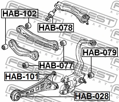 HAB-101 FEBEST Подвеска, рычаг независимой подвески колеса (фото 2)