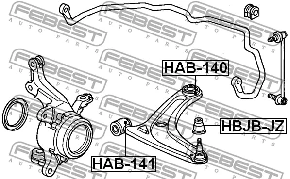 HAB-140 FEBEST Подвеска, рычаг независимой подвески колеса (фото 2)