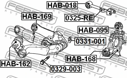 HAB-168 FEBEST Подвеска, рычаг независимой подвески колеса (фото 2)