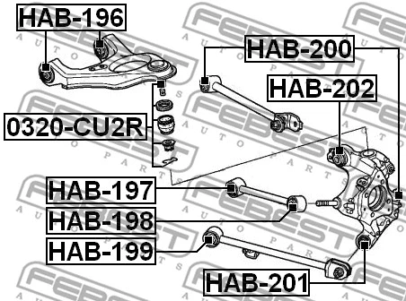HAB-198 FEBEST Подвеска, рычаг независимой подвески колеса (фото 2)