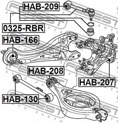 HAB-208 FEBEST Подвеска, рычаг независимой подвески колеса (фото 2)