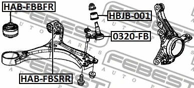 HAB-FBSRR FEBEST Подвеска, рычаг независимой подвески колеса (фото 2)