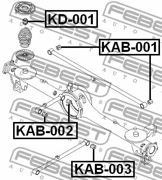 KAB-001 FEBEST Подвеска, рычаг независимой подвески колеса (фото 2)