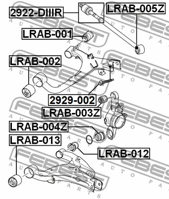 LRAB-001 FEBEST Подвеска, рычаг независимой подвески колеса (фото 2)