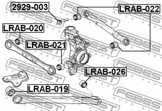 LRAB-019 FEBEST Подвеска, рычаг независимой подвески колеса (фото 2)