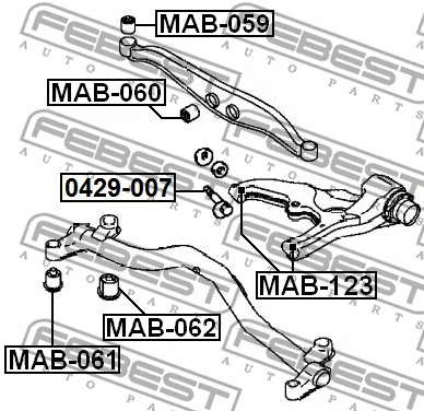 MAB-059 FEBEST Подвеска, рычаг независимой подвески колеса (фото 2)