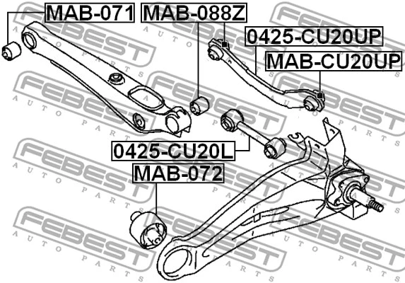 MAB-072 FEBEST Подвеска, рычаг независимой подвески колеса (фото 1)