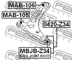 MAB-106 FEBEST Подвеска, рычаг независимой подвески колеса (фото 2)