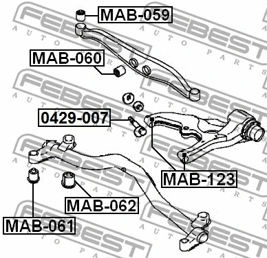 MAB-123 FEBEST Подвеска, рычаг независимой подвески колеса (фото 2)