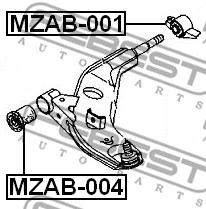 MZAB-001 FEBEST Подвеска, рычаг независимой подвески колеса (фото 2)