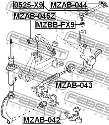 MZAB-045Z FEBEST Подвеска, рычаг независимой подвески колеса (фото 2)