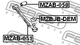 MZAB-051 FEBEST Подвеска, рычаг независимой подвески колеса (фото 2)