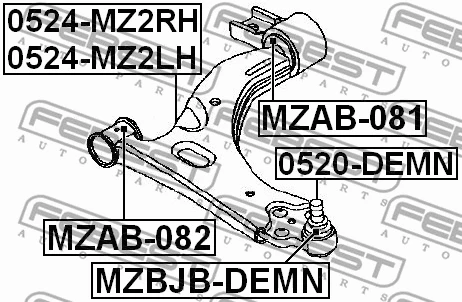 MZAB-081 FEBEST Подвеска, рычаг независимой подвески колеса (фото 2)