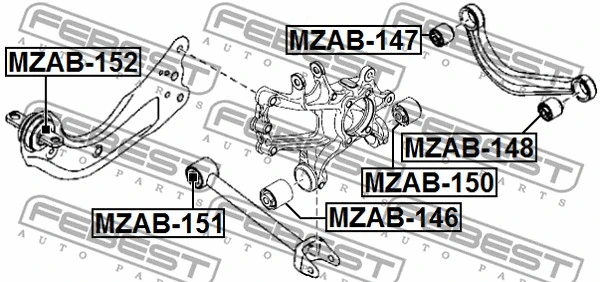 MZAB-151 FEBEST Подвеска, рычаг независимой подвески колеса (фото 2)