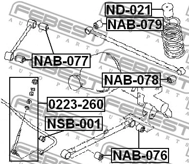NAB-079 FEBEST Подвеска, рычаг независимой подвески колеса (фото 2)
