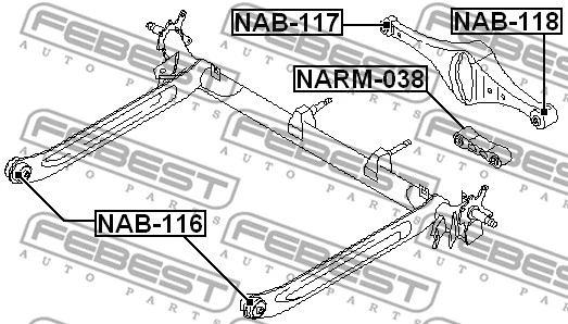 NAB-117 FEBEST Подвеска, рычаг независимой подвески колеса (фото 2)