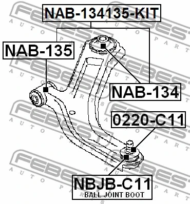 NAB-134 FEBEST Подвеска, рычаг независимой подвески колеса (фото 2)