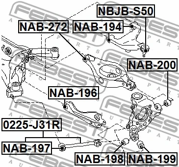 NAB-198 FEBEST Подвеска, рычаг независимой подвески колеса (фото 2)