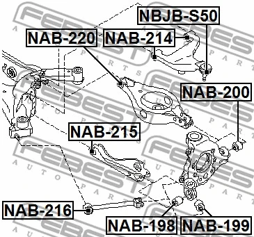 NAB-214 FEBEST Подвеска, рычаг независимой подвески колеса (фото 2)