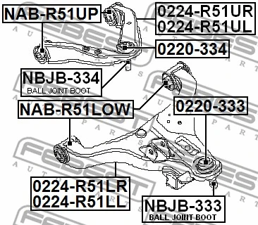 NAB-R51LOW FEBEST Подвеска, рычаг независимой подвески колеса (фото 2)