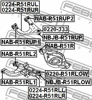 NAB-R51RL1 FEBEST Подвеска, рычаг независимой подвески колеса (фото 2)