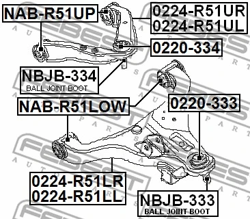 NAB-R51UP FEBEST Подвеска, рычаг независимой подвески колеса (фото 2)