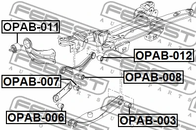 OPAB-003 FEBEST Подвеска, рычаг независимой подвески колеса (фото 2)