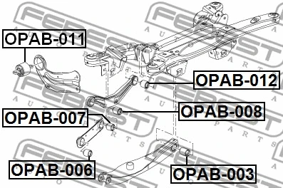 OPAB-008 FEBEST Подвеска, рычаг независимой подвески колеса (фото 2)