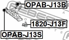 OPAB-J13B FEBEST Подвеска, рычаг независимой подвески колеса (фото 2)