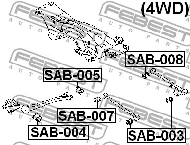 SAB-008 FEBEST Подвеска, рычаг независимой подвески колеса (фото 2)